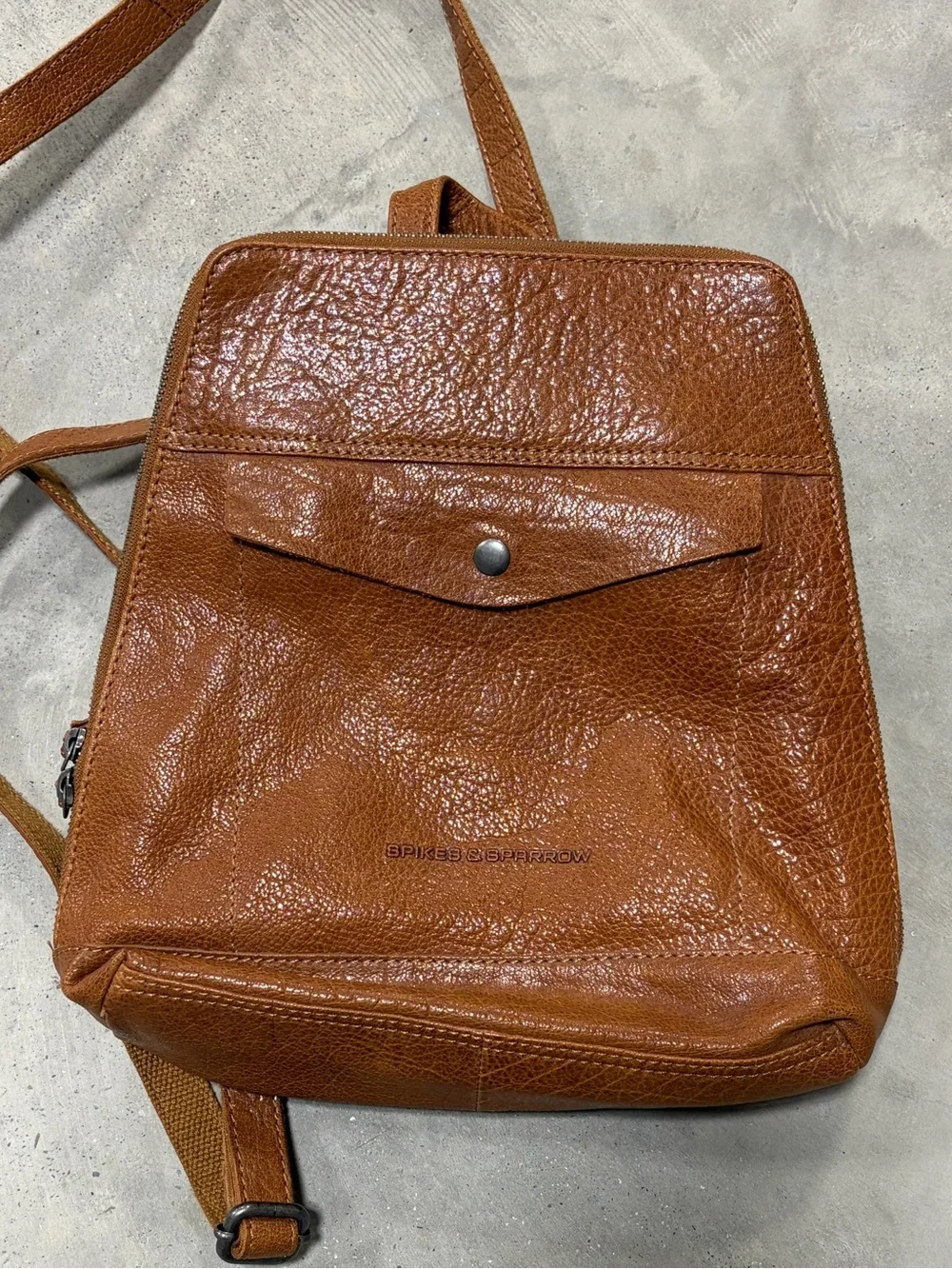 Spikes & Sparrow Brown Leather Backpack